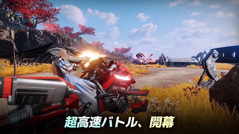ARES: THE IRON VANGUARD ホバーバイクで移動しながら戦う場面